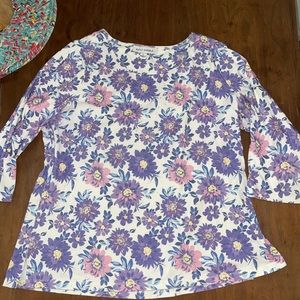 Purple and pink floral quarter sleeve. Rhyme stones in the front.